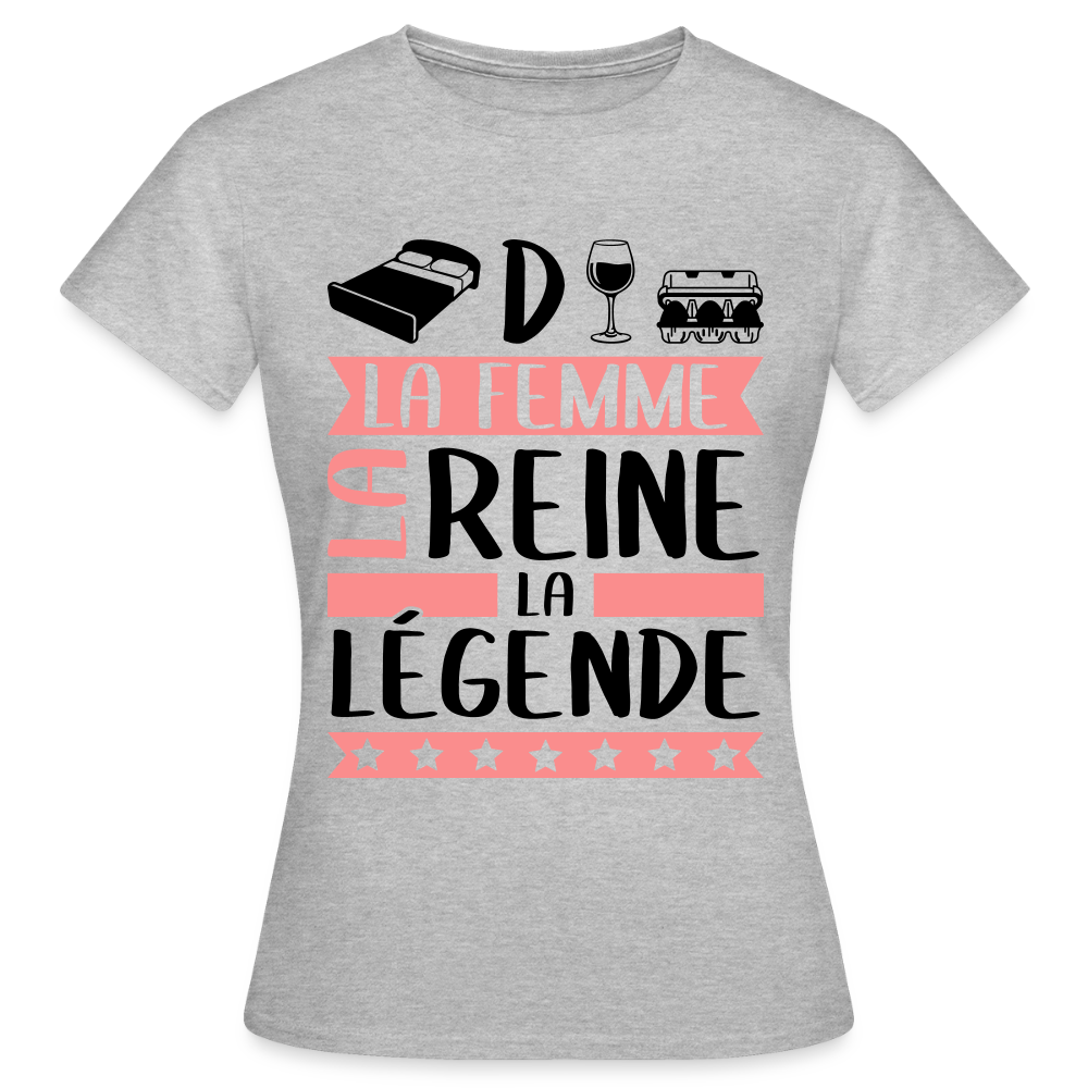 T-shirt femme coloris clair Lidwine rébus – La femme, la reine, la légende - gris chiné