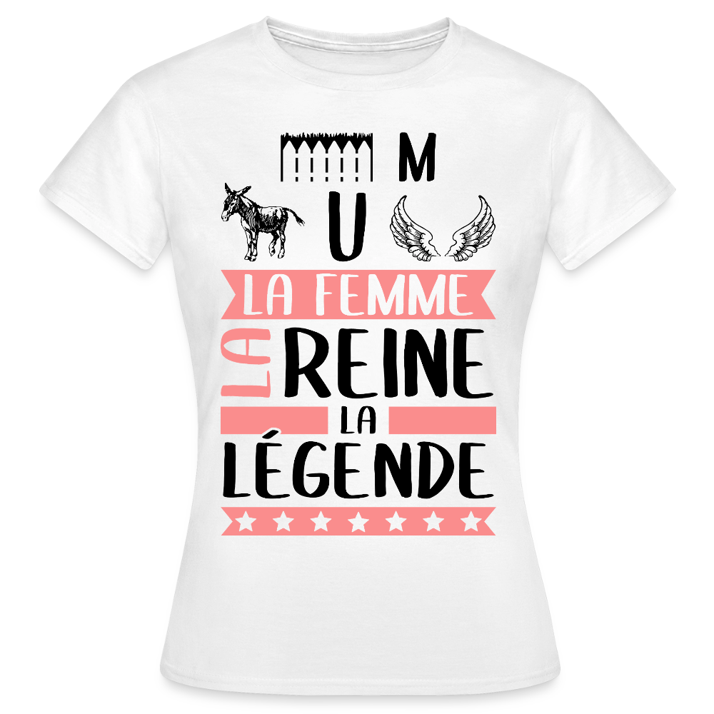 T-shirt femme coloris clair Emmanuelle rébus – La femme, la reine, la légende - blanc