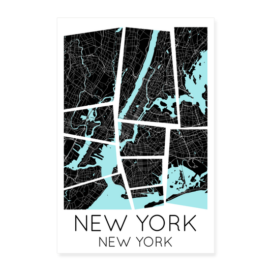 Poster New York - Plan New York - 60 x 90 cm - blanc