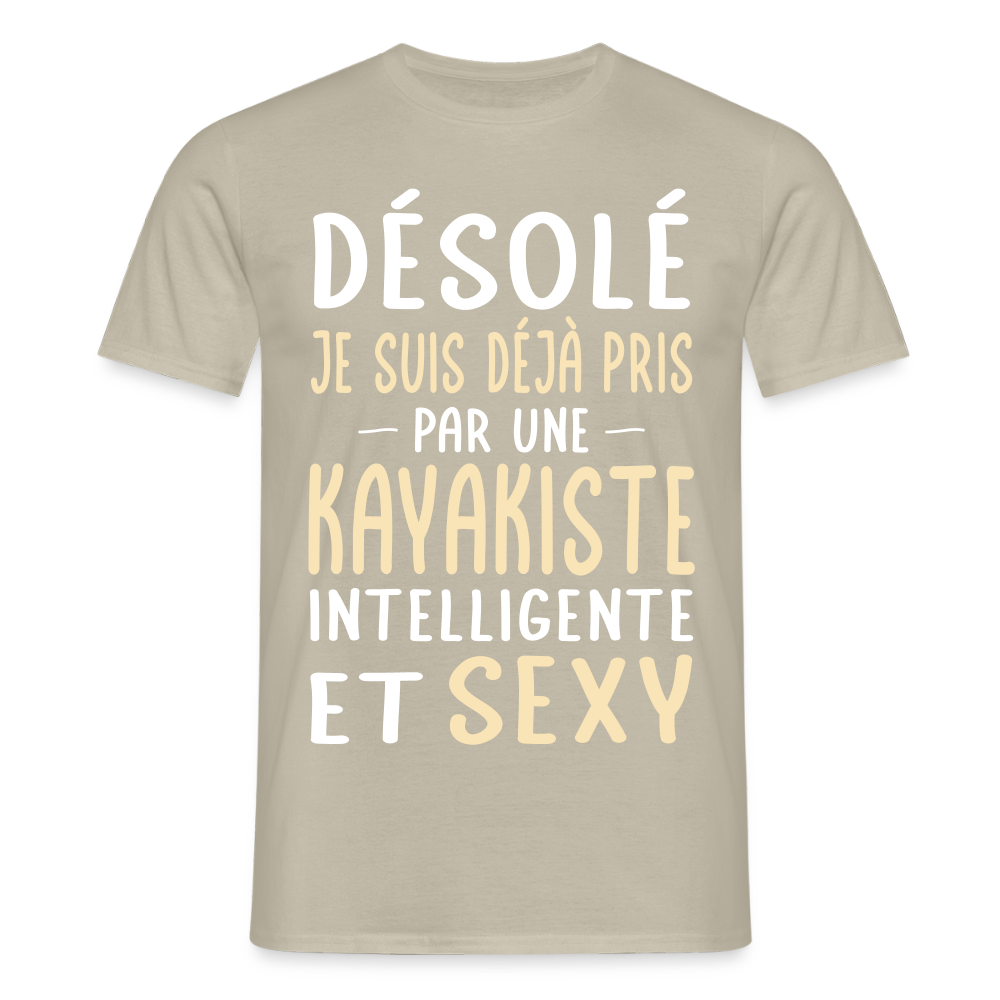 T-shirt Homme - Je suis pris par une kayakiste intelligente et sexy - beige sable