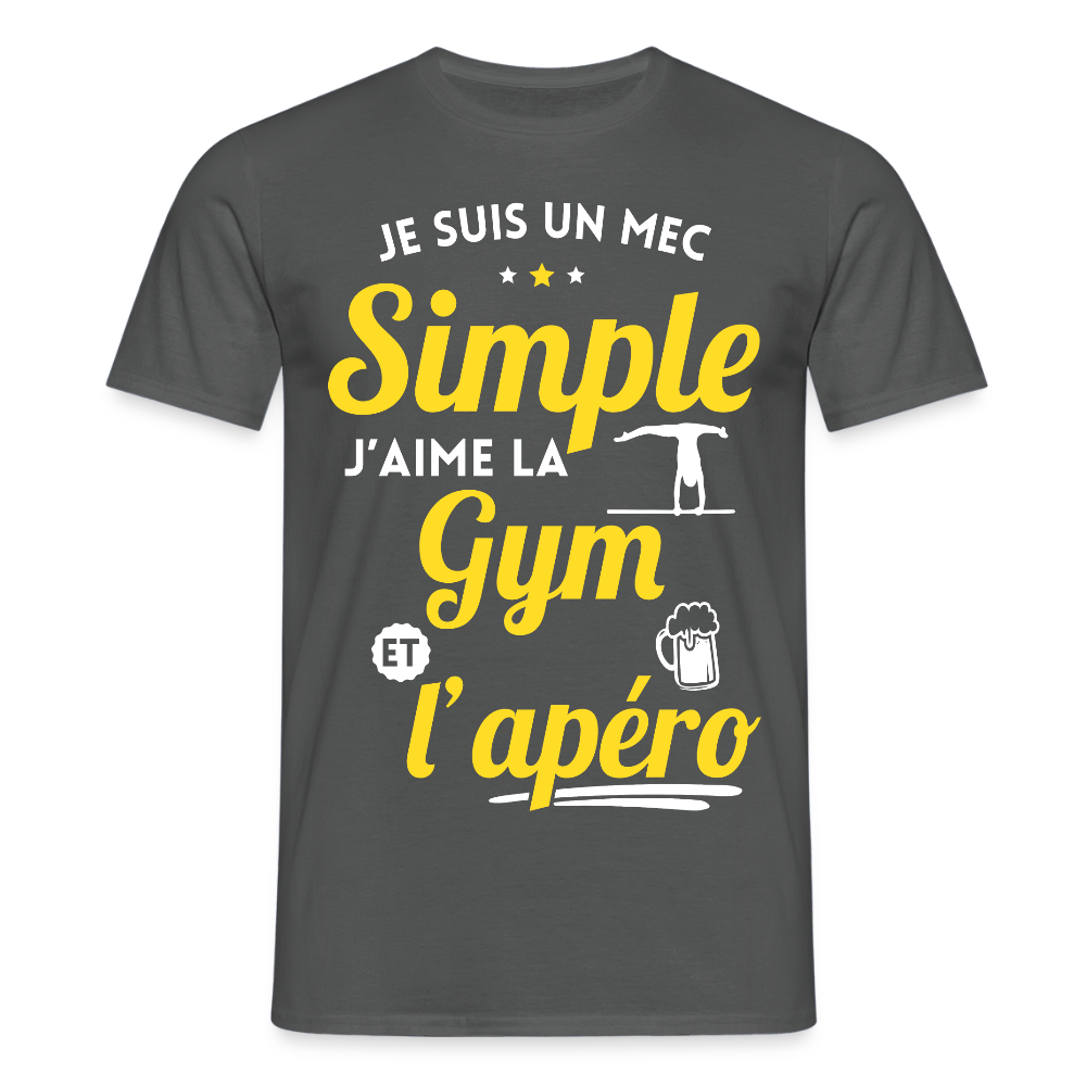 T-shirt Homme - J'aime la gym et l'apéro - charbon