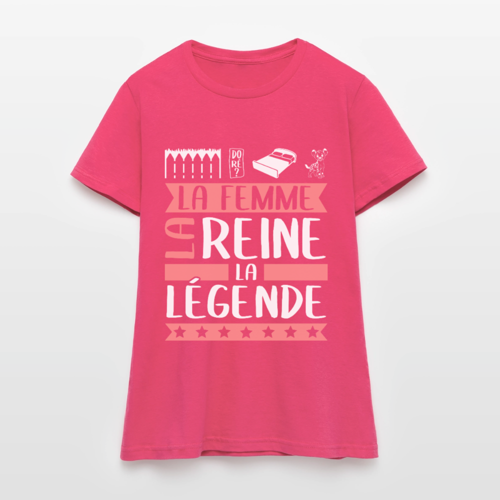 T-shirt femme Emilienne rébus – La femme, la reine, la légende - rose azalée