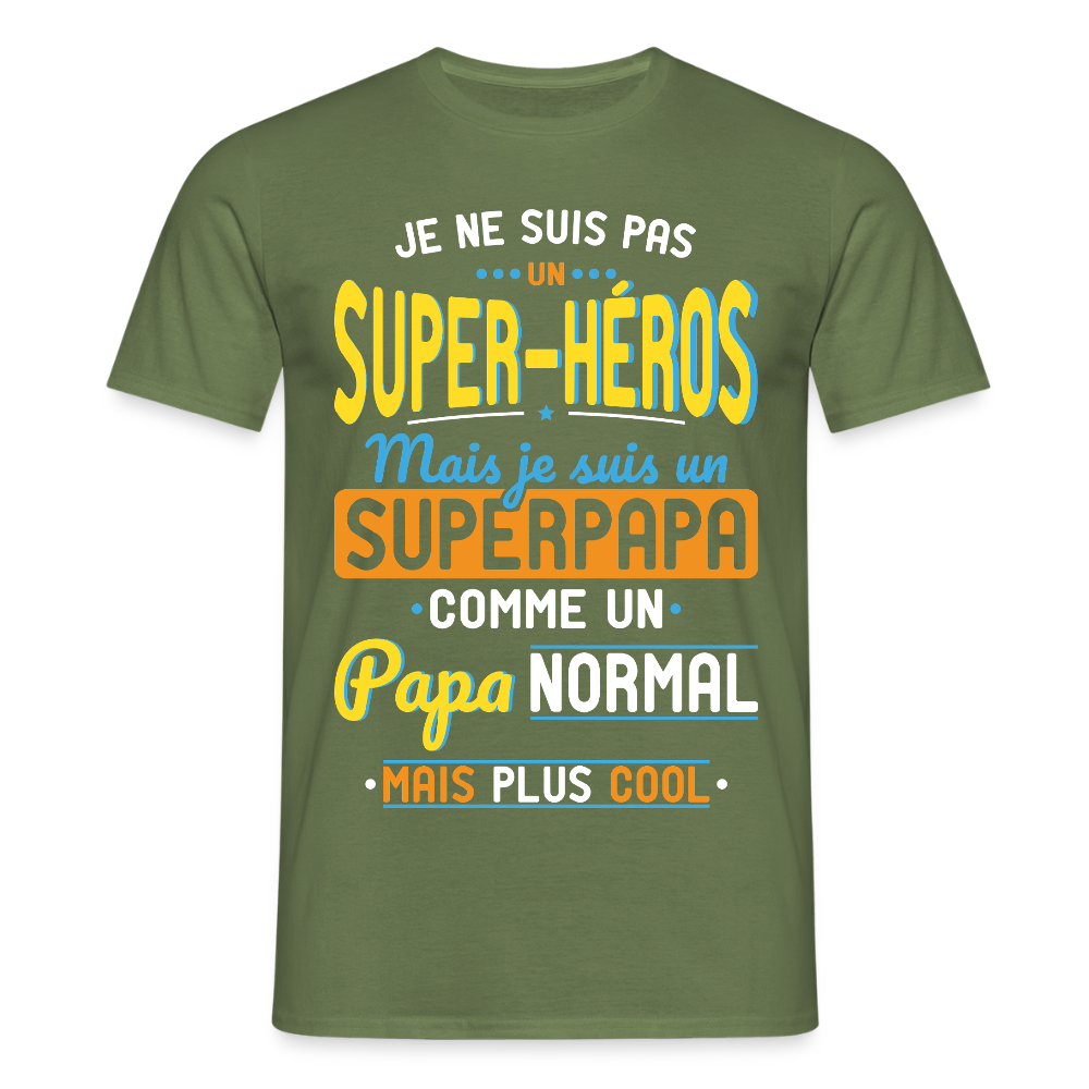 T-shirt Homme - Pas un Super-héros mais un super Papa - vert militaire