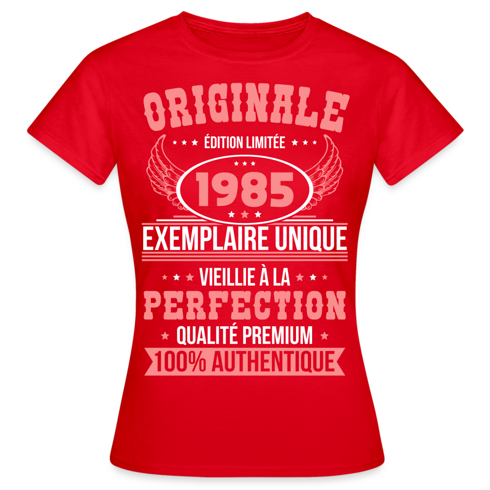 T-shirt Femme - Anniversaire 40 Ans - Originale 1985 - rouge
