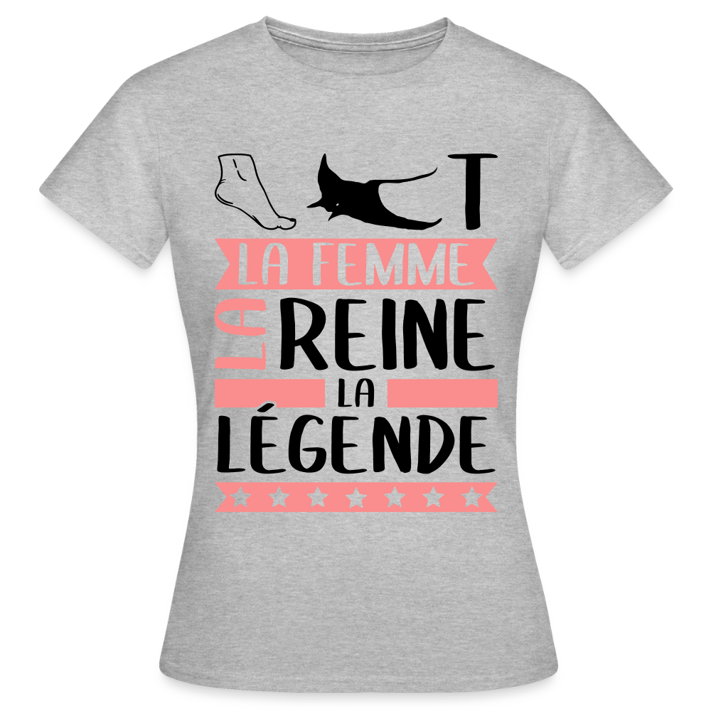 T-shirt femme coloris clair Pierrette rébus – La femme, la reine, la légende - gris chiné