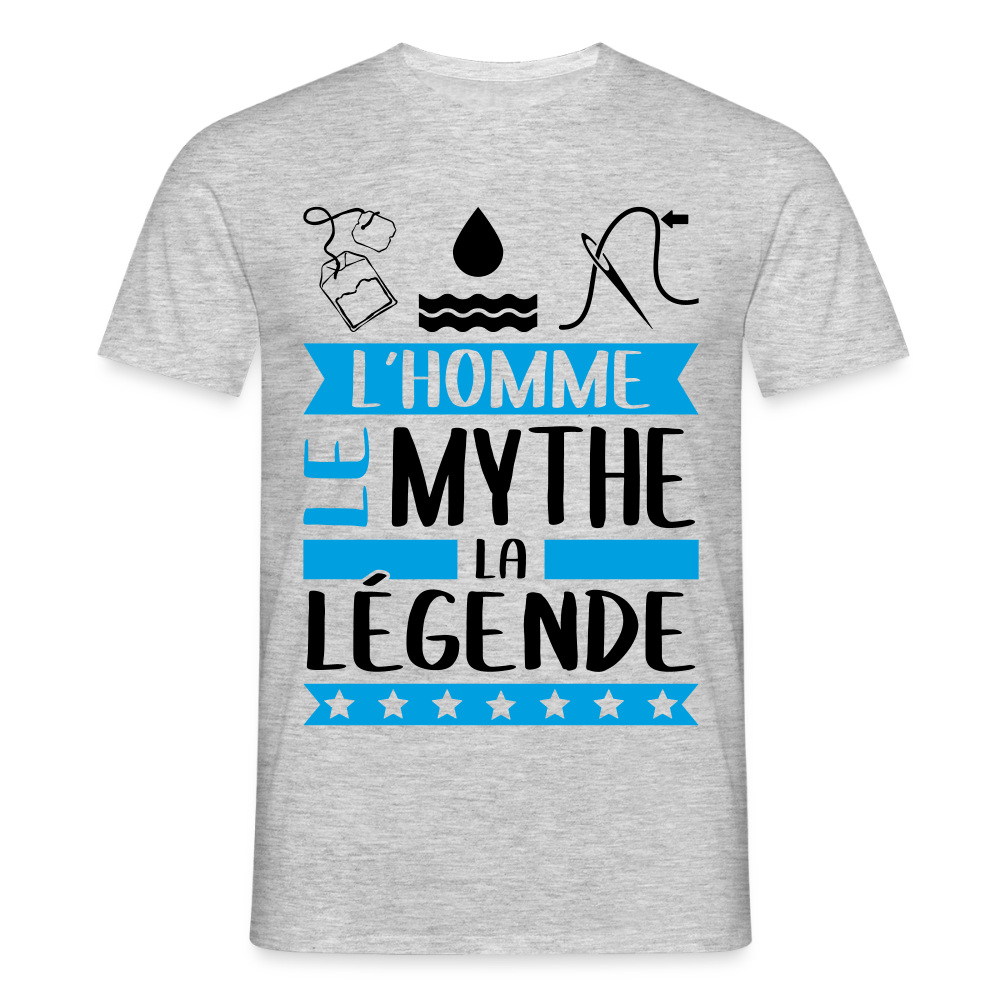 T-shirt homme coloris clair Théophile rébus – L’homme, le mythe, la légende - gris chiné