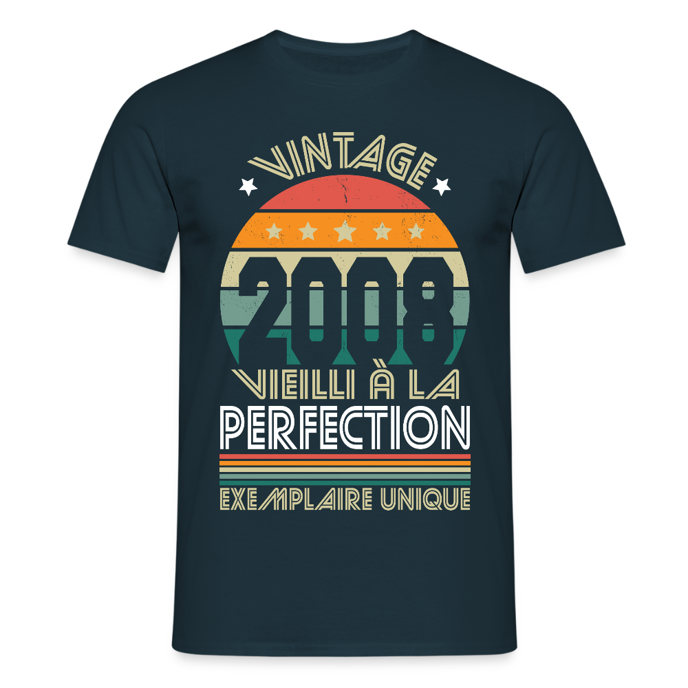 T-shirt anniversaire homme 18 ans – Vintage 2008 - Exemplaire unique - marine