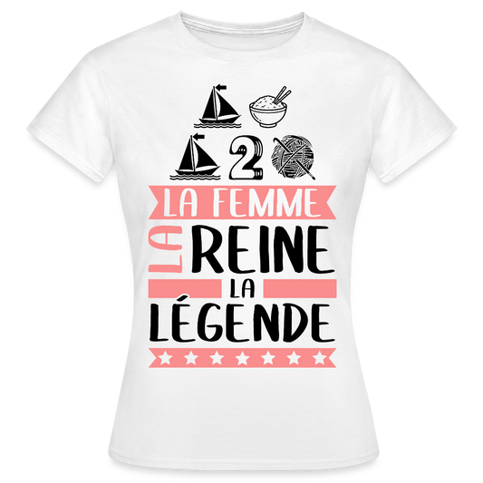 T-shirt femme coloris clair Marie-Madeleine rébus – La Femme, la reine, la légende - blanc