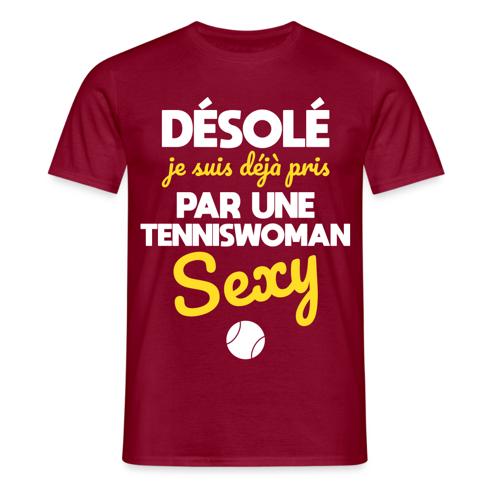 T-shirt Homme - Je suis pris par une tenniswoman sexy - rouge brique
