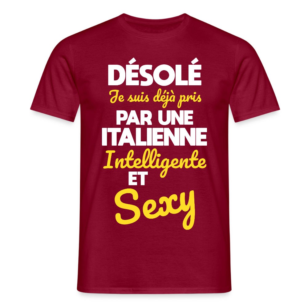 T-shirt Homme -  Je suis déjà pris par une Italienne intelligente et sexy - rouge brique