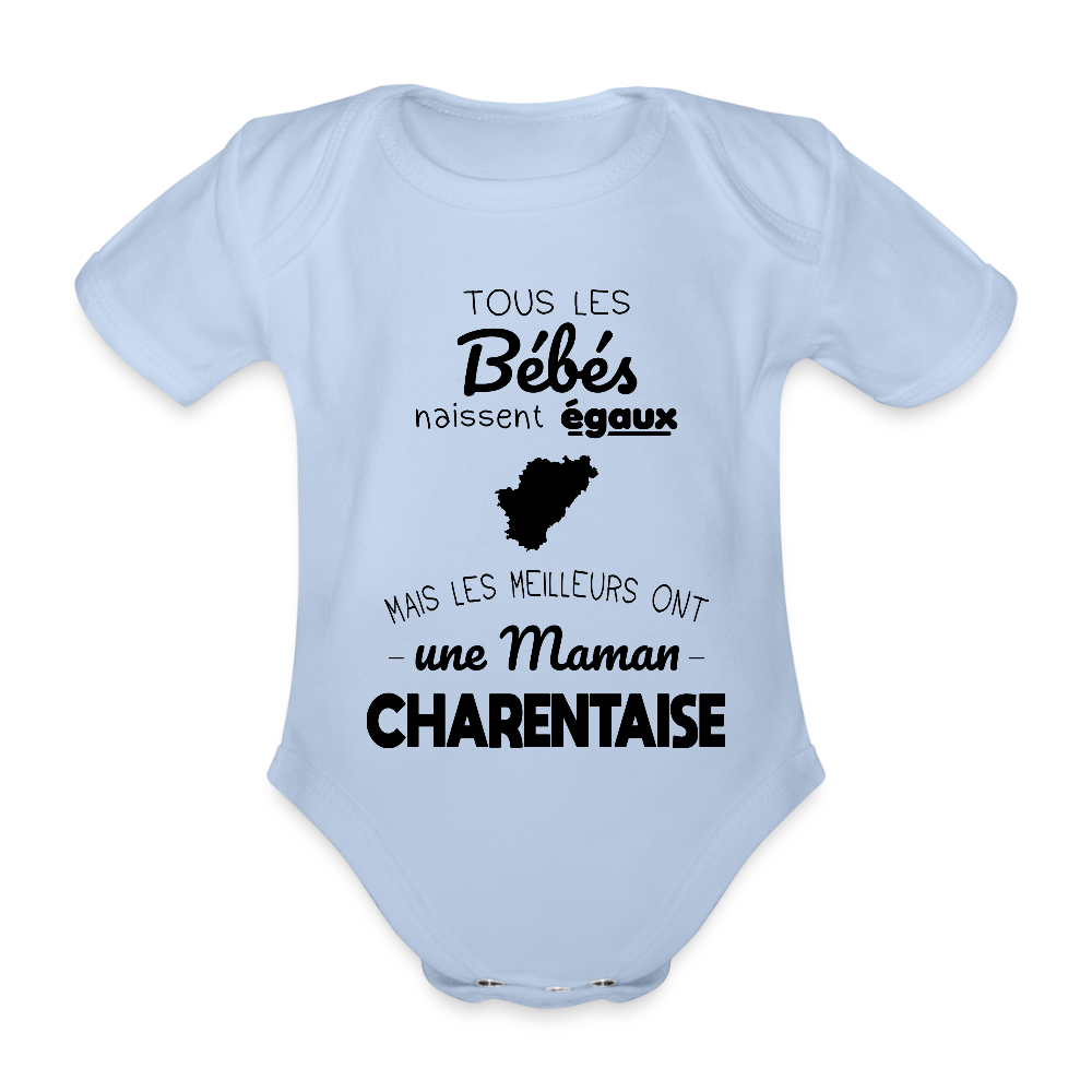 Body Bébé bio manches courtes - Les Meilleurs Ont Une Maman Charentaise - ciel
