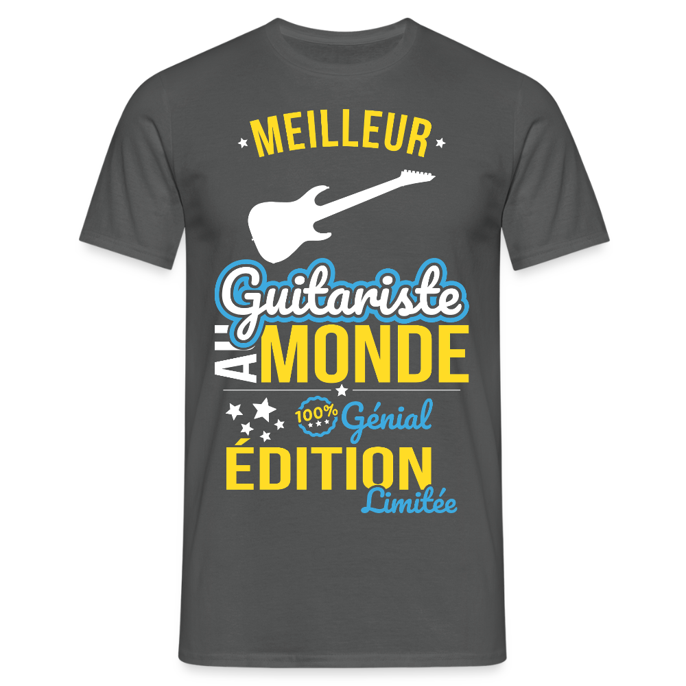 T-shirt Homme - Meilleur Guitariste au monde - 100% génial - charbon