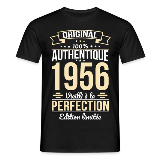 T-shirt anniversaire homme 70 ans – Original 1956 - noir