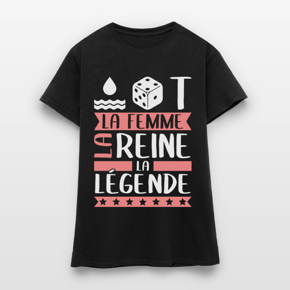 T-shirt femme Odette rébus – La femme, la reine, la légende - noir