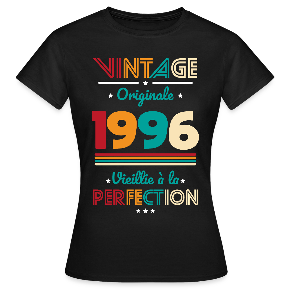 T-shirt anniversaire femme 30 ans – Vintage, originale, 1996 - noir