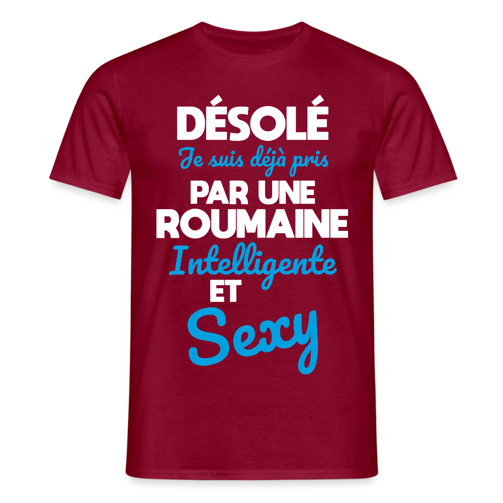 T-shirt Homme -  Je suis déjà pris par une Roumaine intelligente et sexy - rouge brique