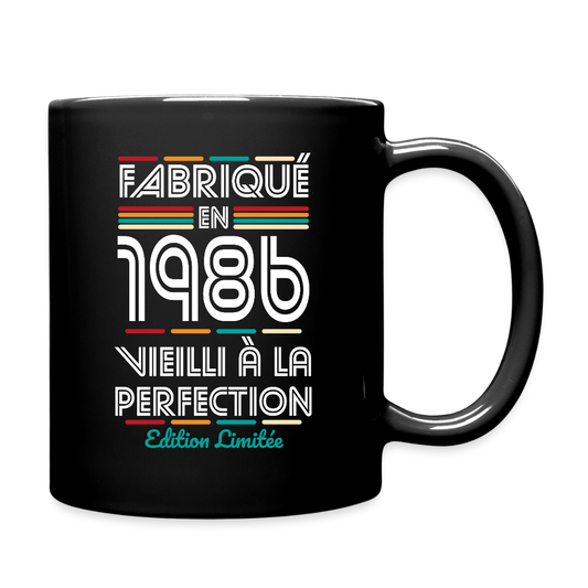 Mug uni anniversaire homme 40 ans – Fabriqué en 1986, Vieilli à la Perfection - noir