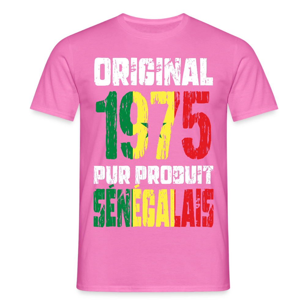 T-shirt Homme - Anniversaire 50 Ans - Original 1975 - Pur produit Sénégalais - rose