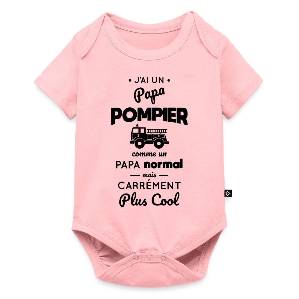 Body Bébé bio manches courtes - J'ai un papa pompier - rose