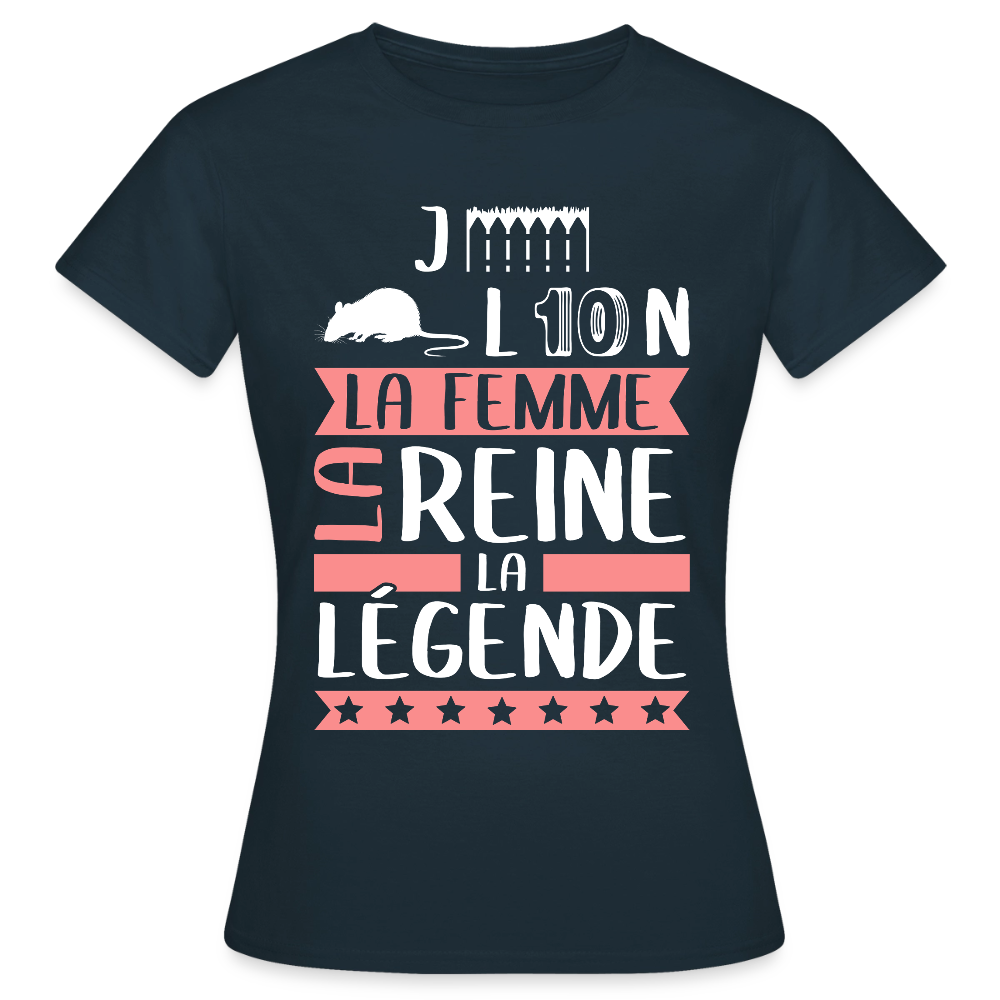 T-shirt femme Géraldine rébus – La femme, la reine, la légende - marine