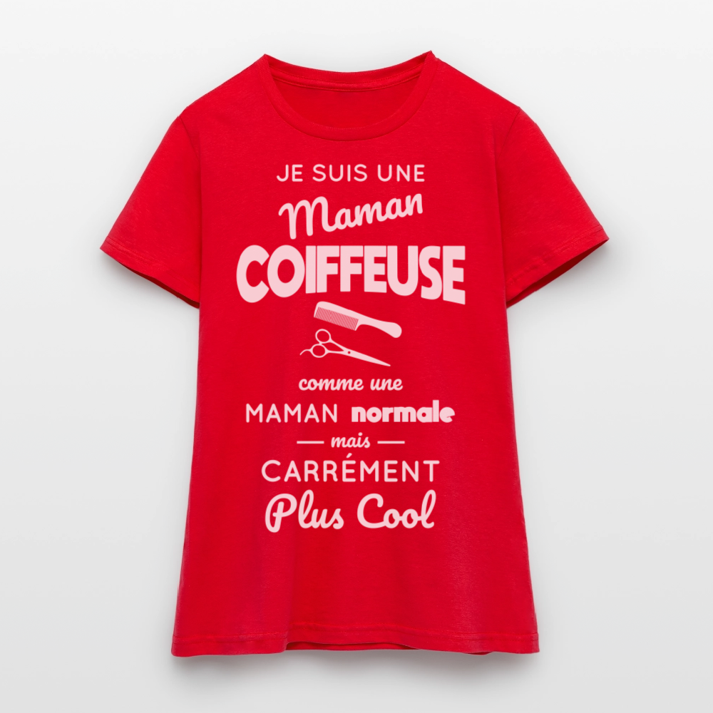 T-shirt Femme - Maman coiffeuse plus cool - rouge