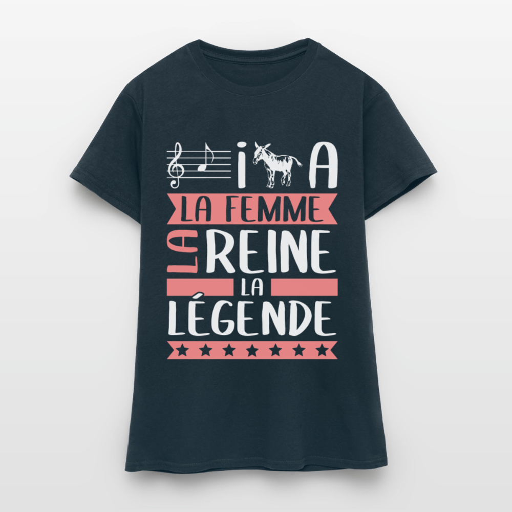 T-shirt femme Layana rébus – La femme, la reine, la légende - marine