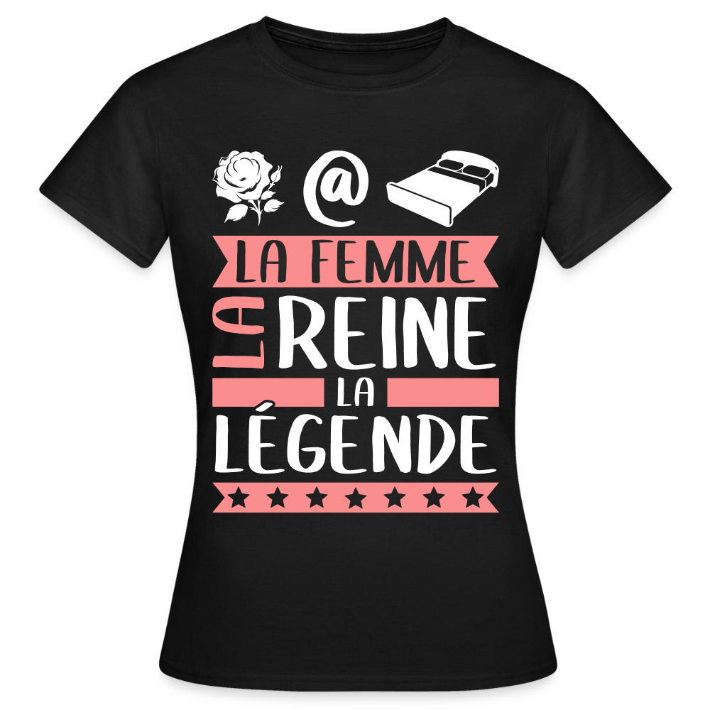 T-shirt femme Rosalie rébus – La femme, la reine, la légende - noir