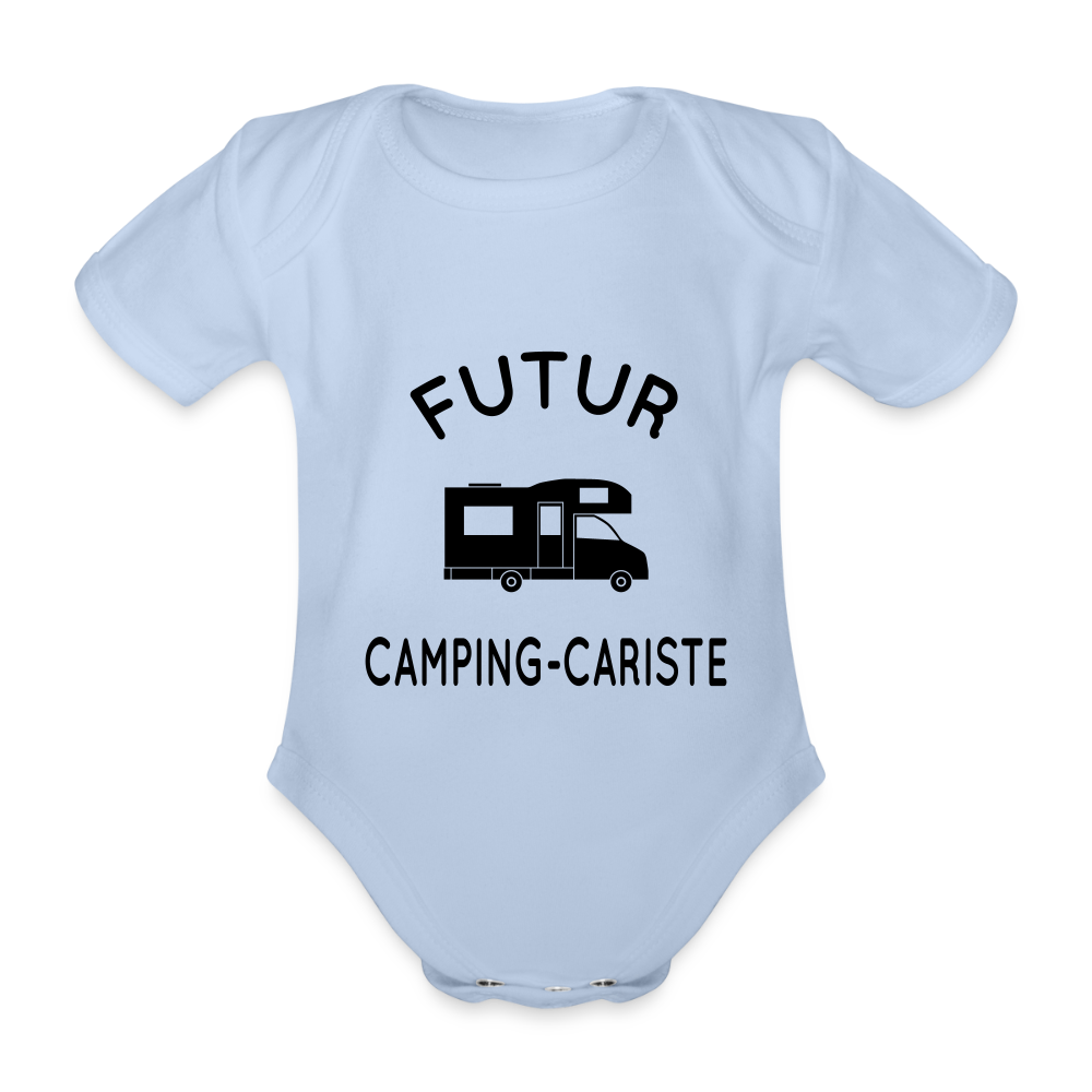 Body Bébé bio manches courtes - Futur camping-cariste - ciel