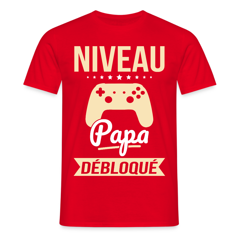 T-shirt Homme - Niveau Papa Débloqué - rouge