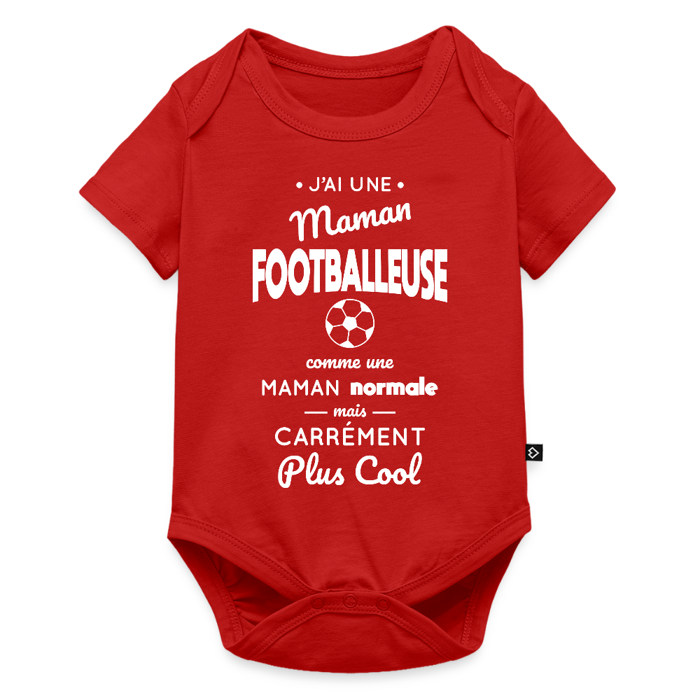 Body Bébé bio manches courtes - J'ai une maman footballeuse - rouge