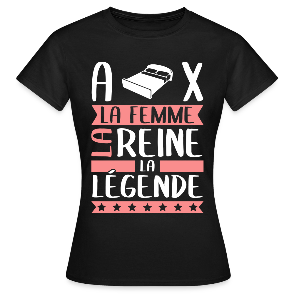 T-shirt femme Alix rébus – La femme, la reine, la légende - noir