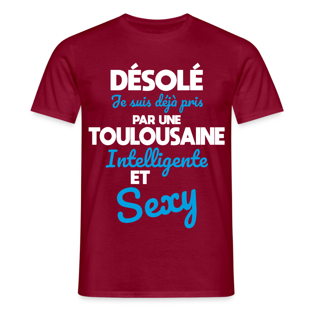 T-shirt Homme -  Je suis déjà pris par une Toulousaine intelligente et sexy - rouge brique