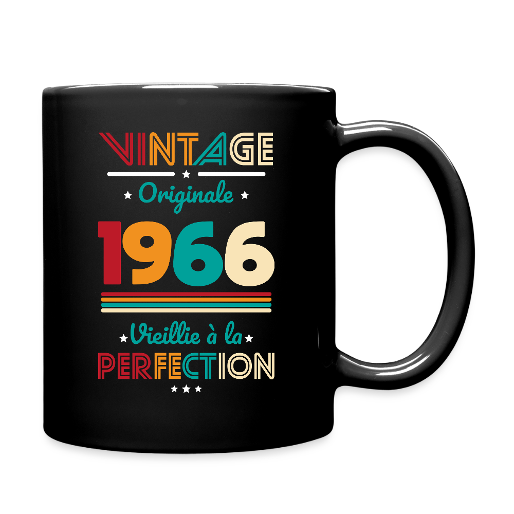 Mug anniversaire femme 60 ans – Vintage, originale, 1966 - noir