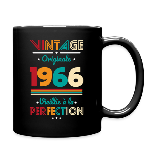 Mug anniversaire femme 60 ans – Vintage, originale, 1966 - noir