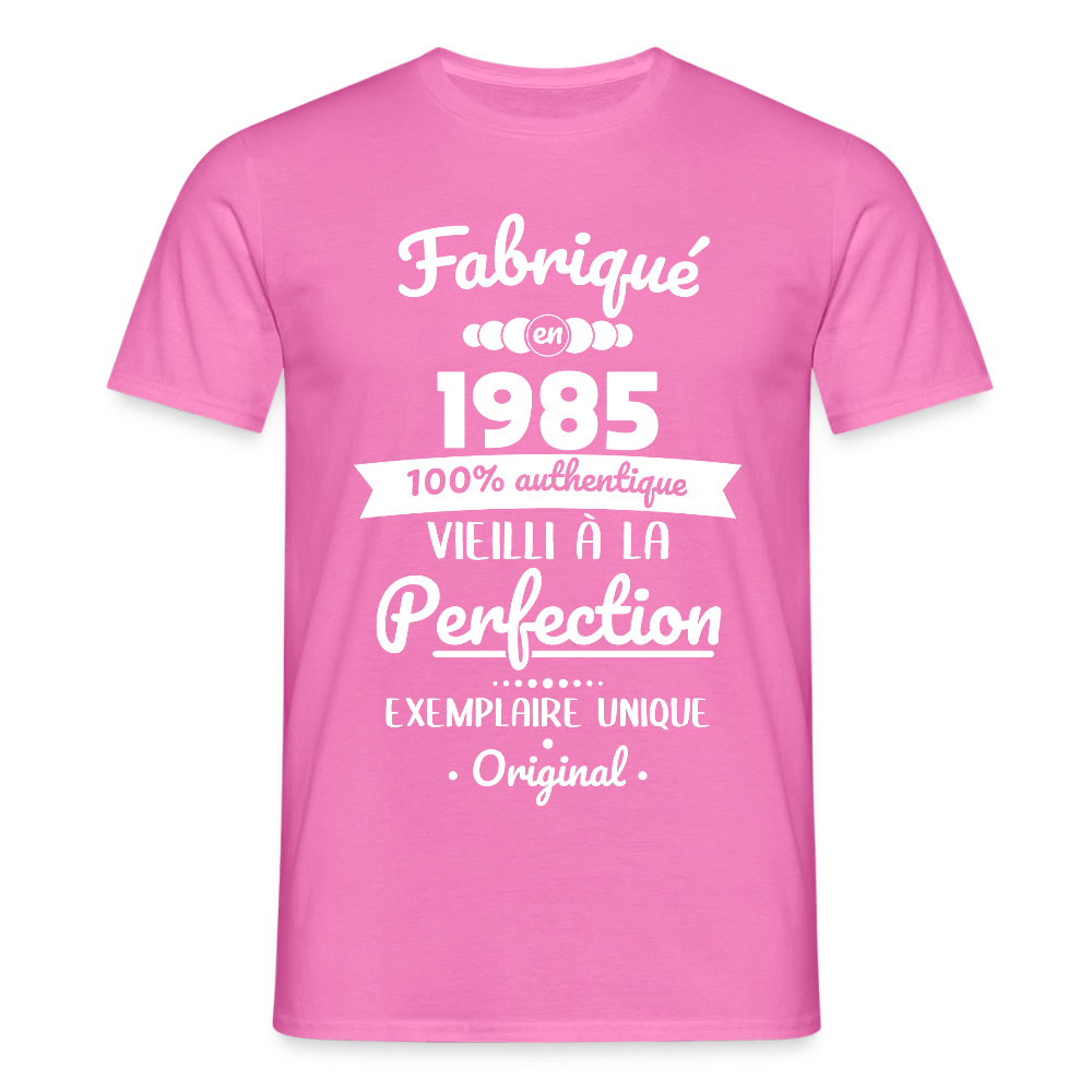 T-shirt Homme - Anniversaire 40 Ans - Fabriqué en 1985 - rose