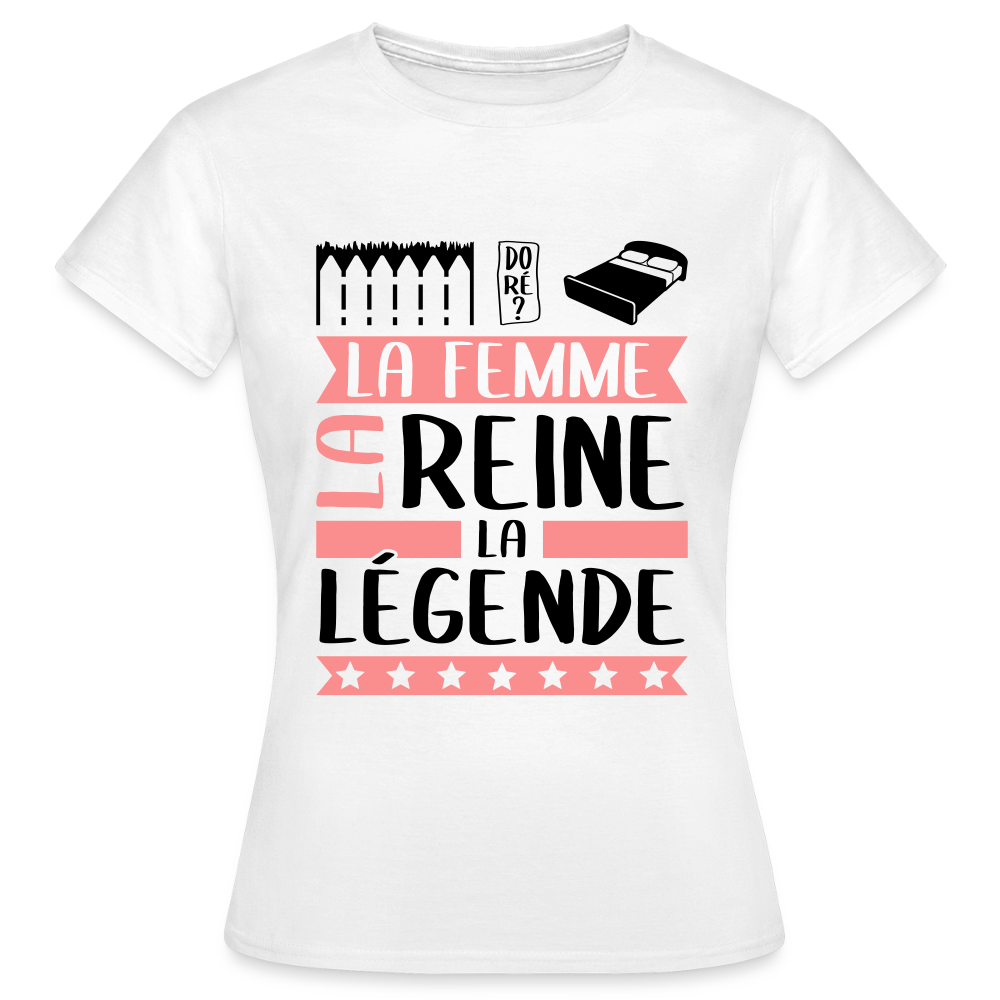 T-shirt femme coloris clair Emilie rébus – La femme, la reine, la légende - blanc