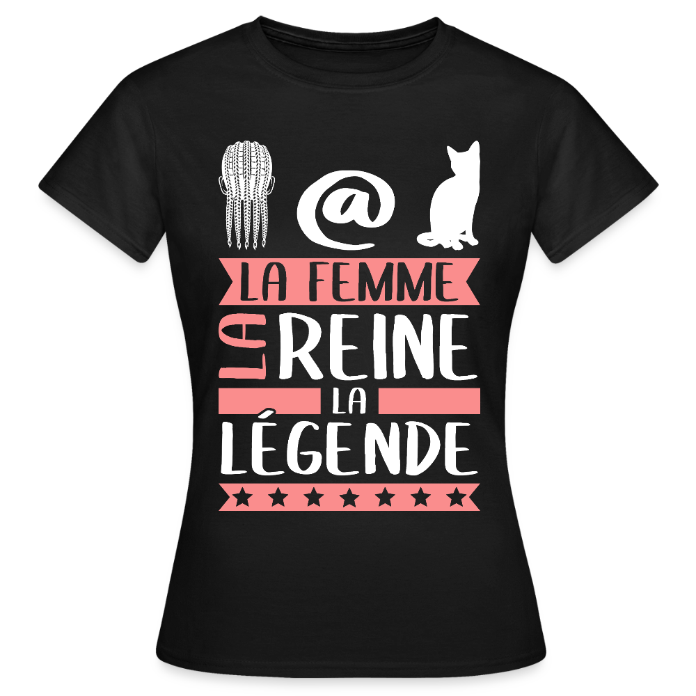 T-shirt femme Natacha rébus – La femme, la reine, la légende - noir