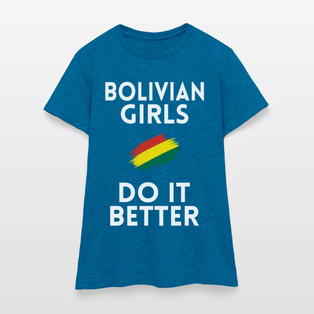 T-shirt femme - Bolivian Girls Do It Better - bleu saphir antique chiné