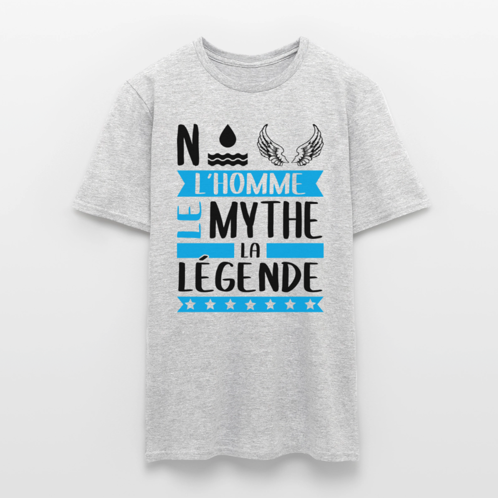 T-shirt homme coloris clair Noël en rébus – L’homme, le mythe, la légende - gris chiné