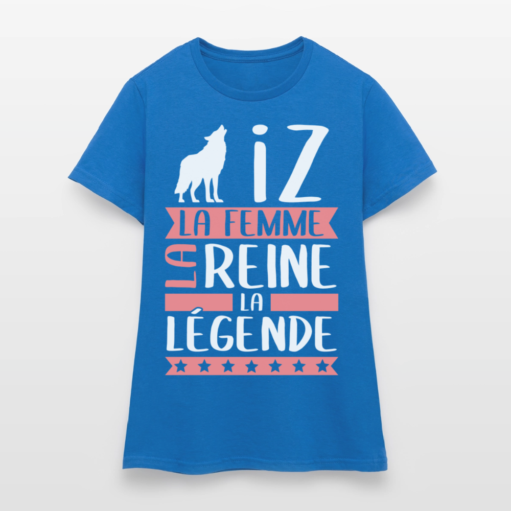T-shirt femme Louise rébus – La femme, la reine, la légende - bleu royal