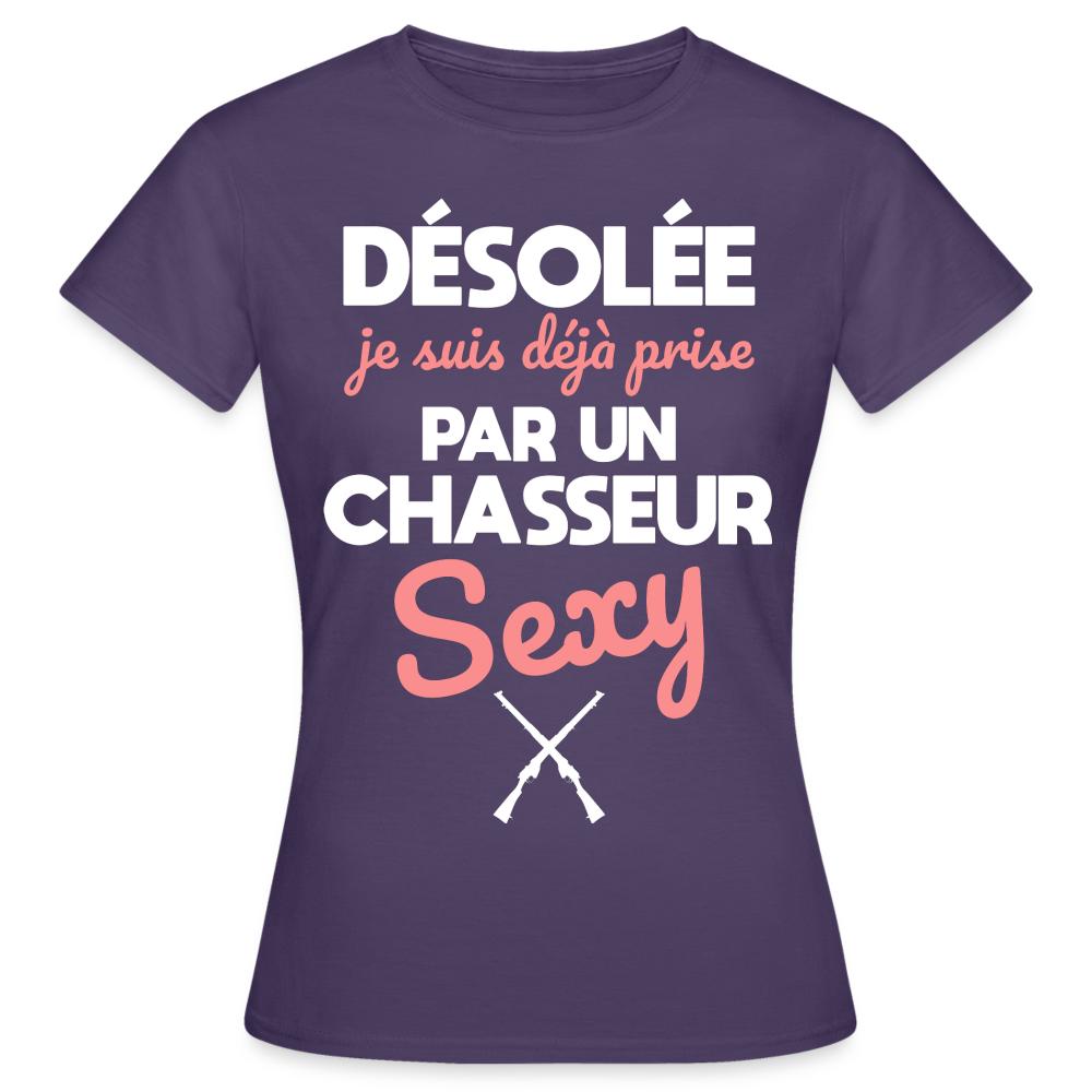 T-shirt Femme - Je suis déjà prise par un chasseur sexy - violet foncé