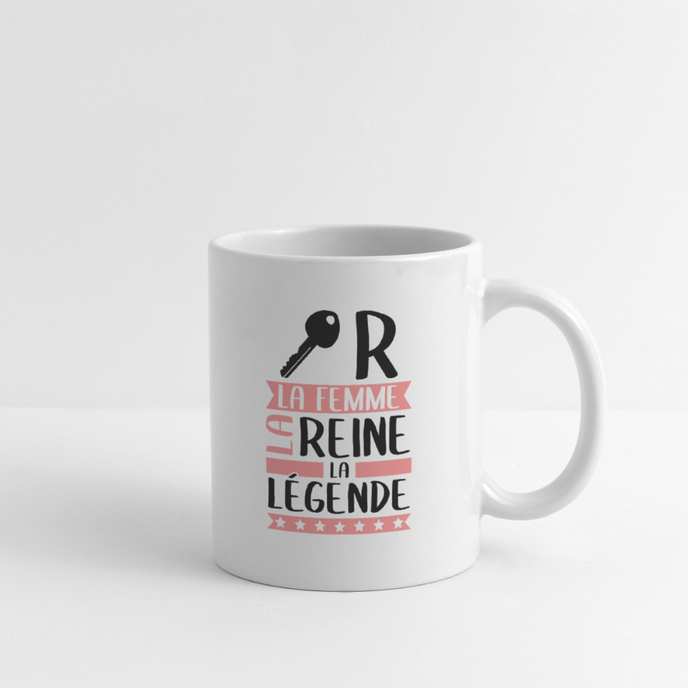 Mug blanc Claire rébus – La femme, la reine, la légende - blanc