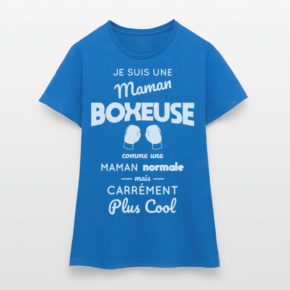 T-shirt Femme - Maman boxeuse plus cool - bleu royal