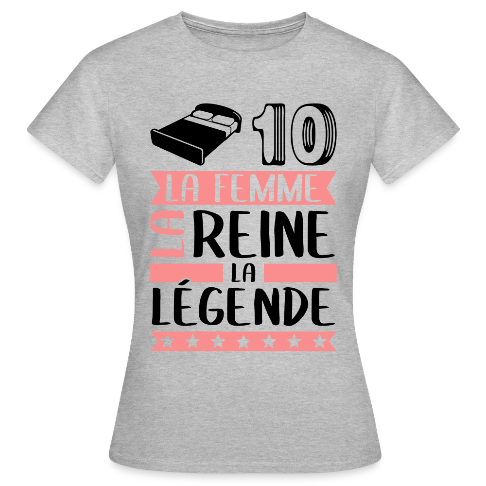T-shirt femme coloris clair Lydie rébus – La femme, la reine, la légende - gris chiné