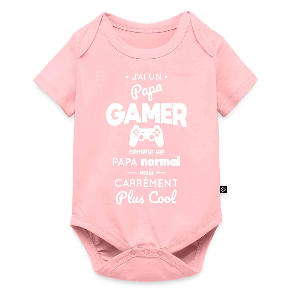 Body Bébé bio manches courtes - J'ai un papa gamer - rose