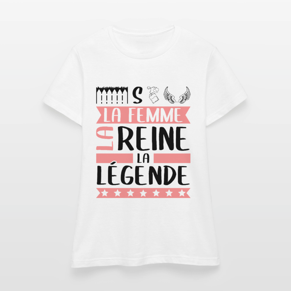 T-shirt femme coloris clair Estelle rébus – La femme, la reine, la légende - blanc