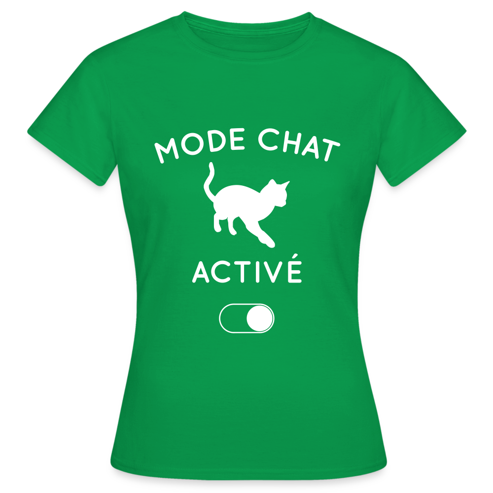 T-shirt Femme - Mode chat activé - vert