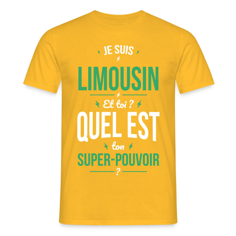 T-shirt Homme - Je suis Limousin - Super-pouvoir - jaune