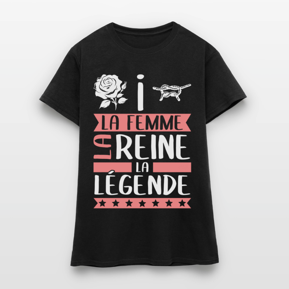 T-shirt femme Rosine rébus – La femme, la reine, la légende - noir