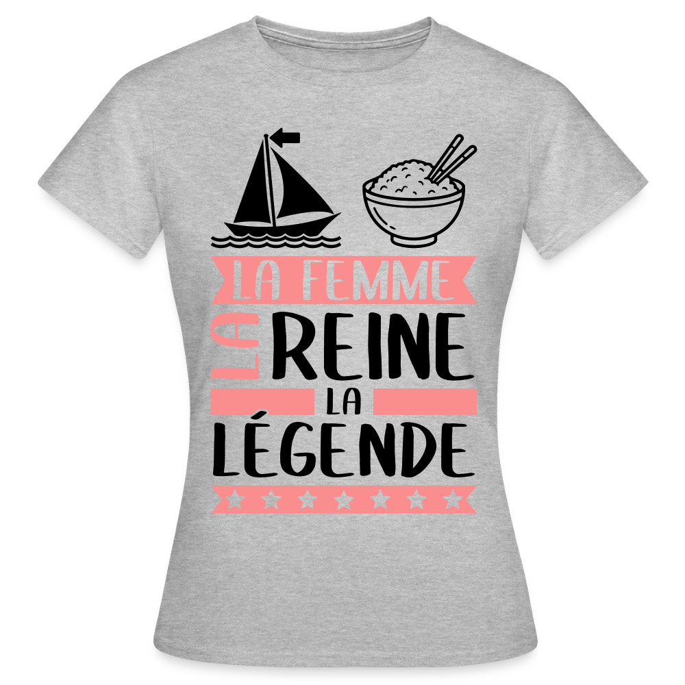 T-shirt femme coloris clair Marie rébus – La Femme, la reine, la légende - gris chiné